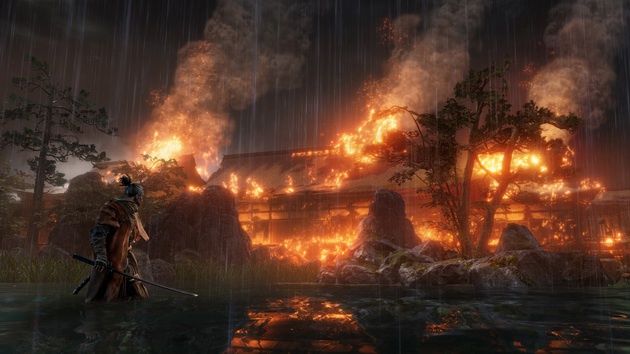 Sekiro: Shadows Die Twice - płonąca wioska