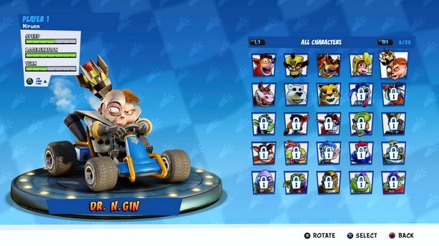 Crash Team Racing Nitro-Fueled - wybór zawodników