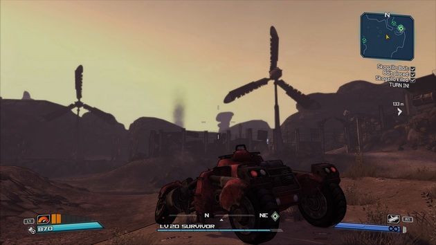 Borderlands: Game of the Year Edition - samochód na tle wschodzącego słońca
