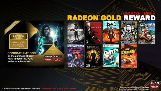 AMD Never Settle Forever promocja RADEON GOLD slajd