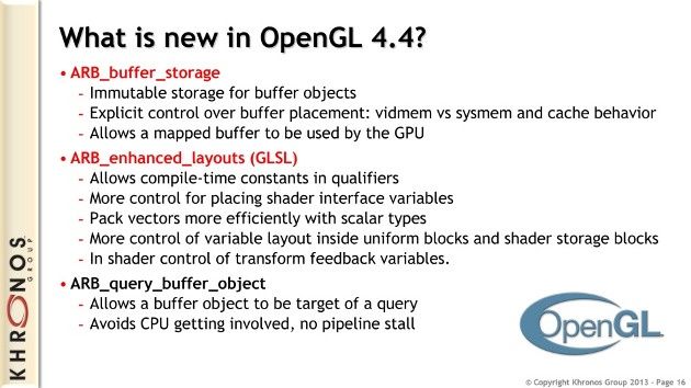 opengl 4.4 specyfikacja slajd nowości arb buffer storage