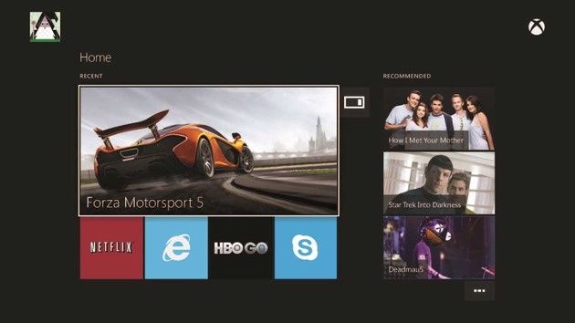 xbox one interfejs użytkownika konsoli home wygląd