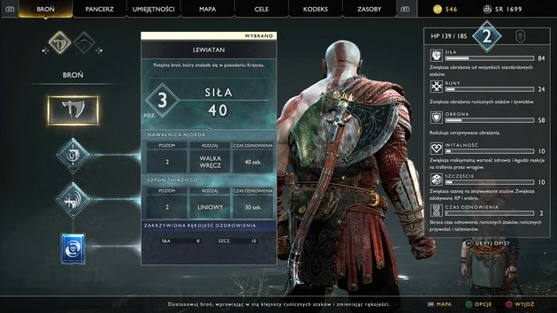 God of War - statystyki Kratosa