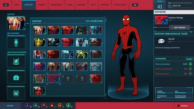 Spider-Man - odblokowana większość kostiumów