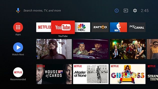 Android TV interfejs