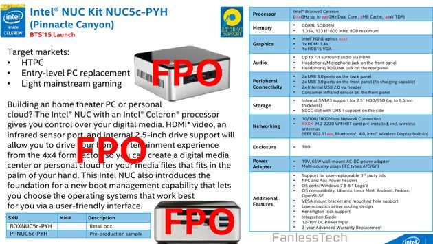 Intel NUC 2.0 NUC5c-PYH Pinnacle Canyon komputer mini-PC