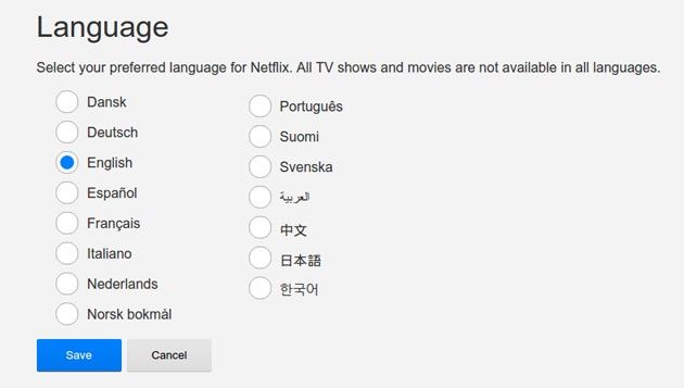 Netflix wybór języka
