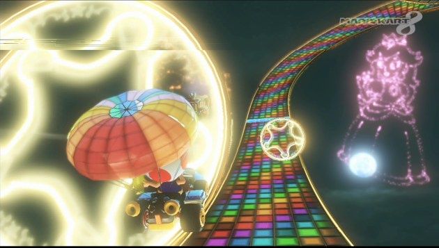 Mario Kart 8 skok ze spadochronem