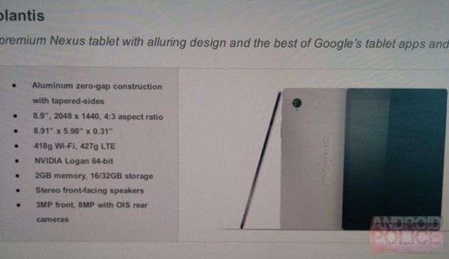 HTC Nexus 8.9 tablet nieoficjalna specyfikacja