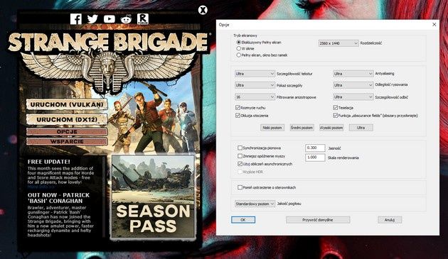 Strange Brigade - ustawienia