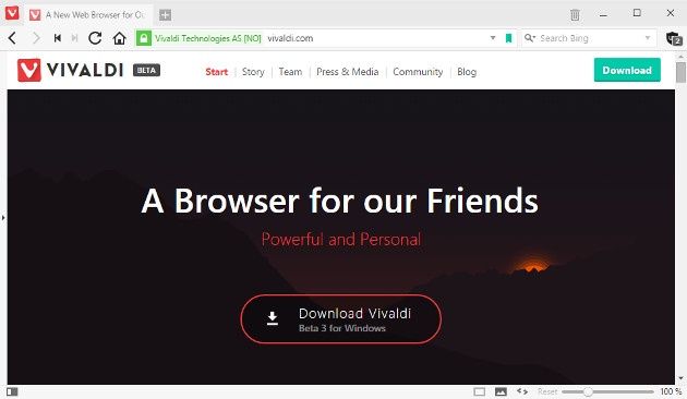 Vivaldi Beta 3