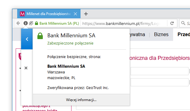 bezpieczne logowanie do banku - sprawdzanie certyfikatu