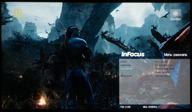 InFocus IN119HDx menu dane serwisowe