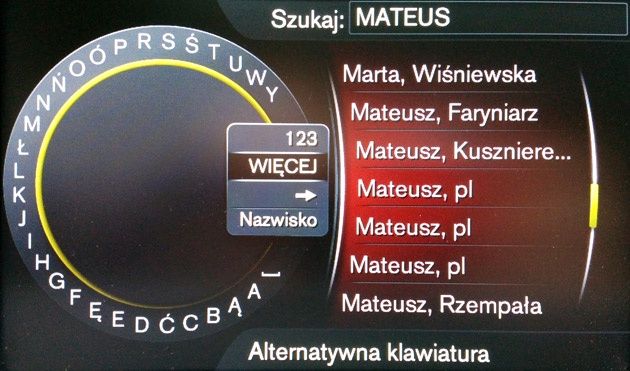 Menu telefonu