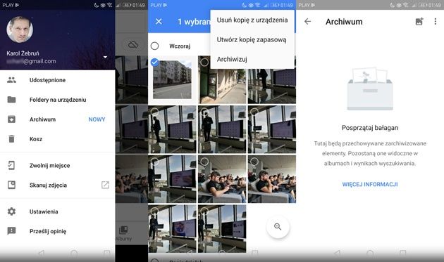 Google Zdjęcia archiwizacja