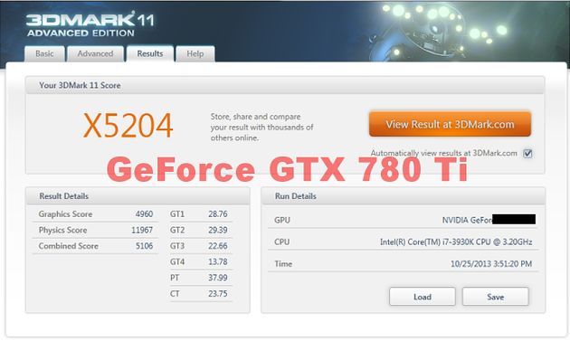 Nvidia GeForce GTX 780 Ti karta graficzna wydajność 3DMark 11