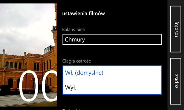 Nagrywanie filmów WP8