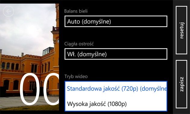 Nagrywanie filmów WP8