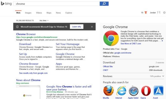 Bing zachęca do Edge