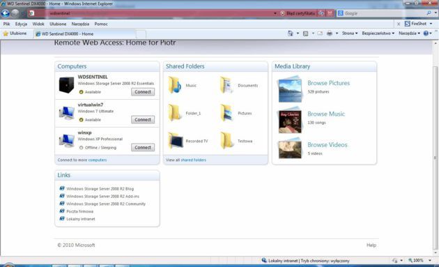 WD Sentinel DX4000 - konfiguracja