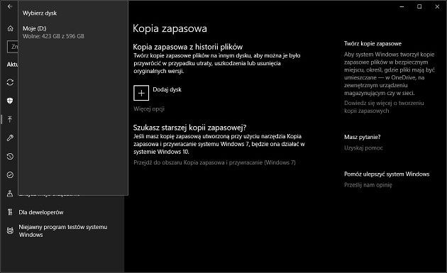 backup Windows 10 screen