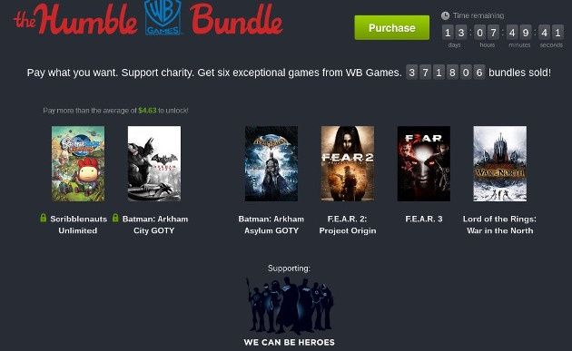 humble wb games bundle płać ile chcesz za gry batman arhham asylum city f.e.a.r 2 3