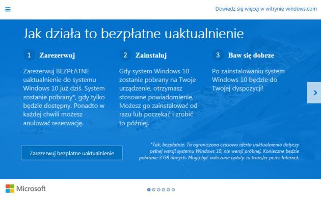 Windows 10 rezerwacja