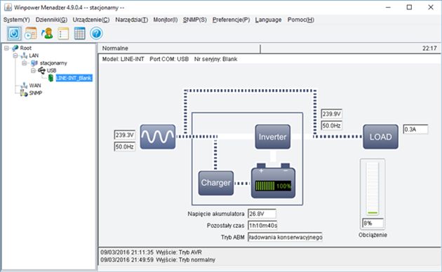 Winpower Menadżer - schemat UPS-a pod napięciem