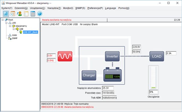 Winpower Menadżer - schemat UPS-a na baterii