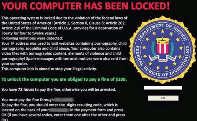 ransomware blokada komputera okup