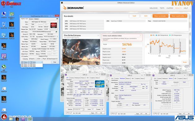 ivanov MSI Radeon HD 7970 Lightning rekord wydajności w 3DMark Fire Strike Extreme wynik
