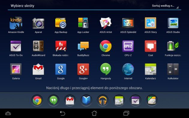 MeMO Pad HD 7 skróty