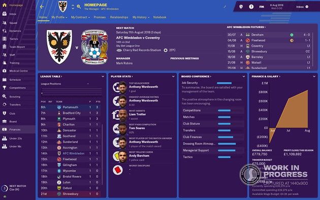 Football Manager 2019 UI