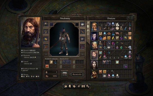 Pillars of Eternity - menu postaci
