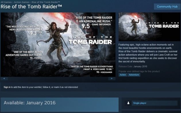 Rise of the Tomb Raider Steam
