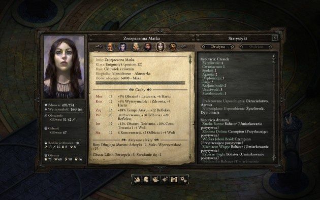 Pillars of Eternity - menu bohaterki