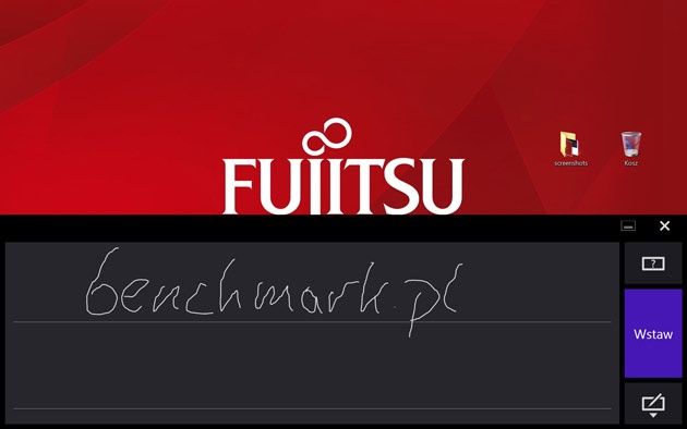 Fujitsu Stylistic V535 - odręczne wprowadzanie tekstu