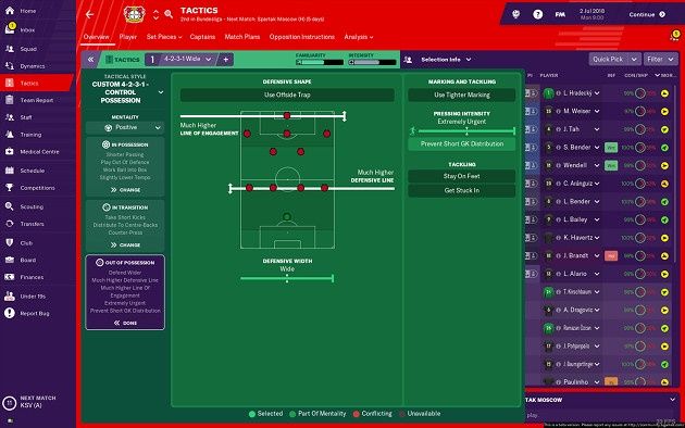 Football Manger 2019 screen