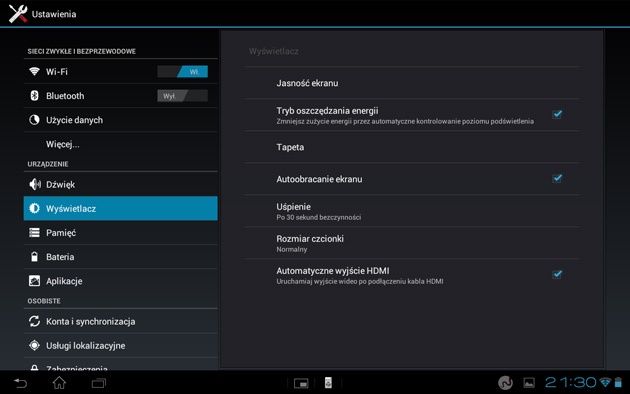 Sony Xperia S tablet oszczędność energia