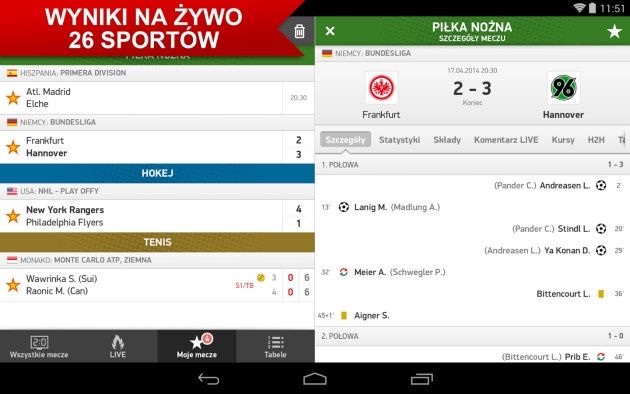 LiveSports aplikacja