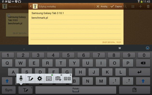 Samsungu Galaxy Tab 3 10.1 klawiatura