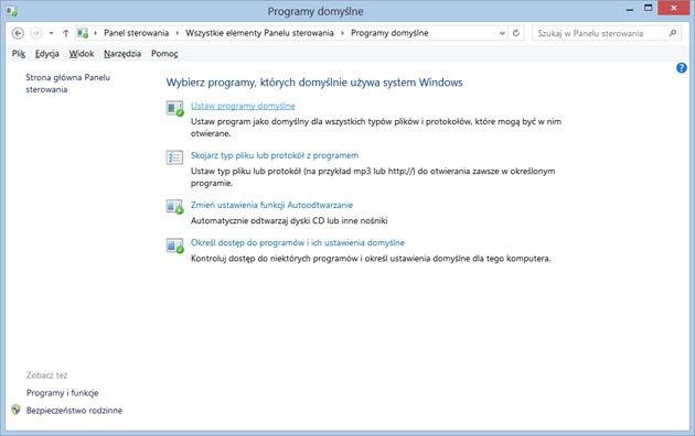 Windows 8 - domyślne menu