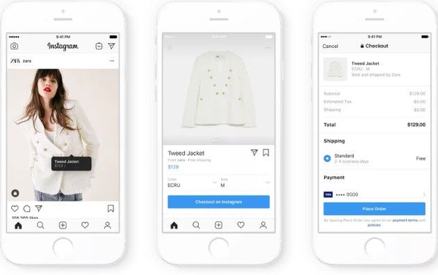 Instagram Checkout screens