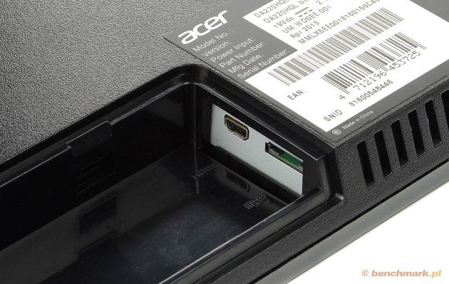 Acer DA220HQL złącza