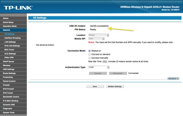 TP-Link TL-W8970N wan mode