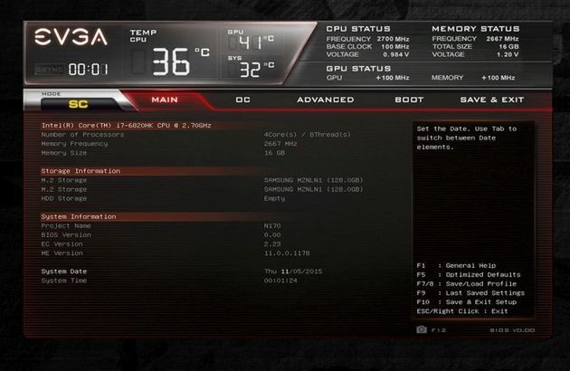 EVGA SC17 laptop - BIOS UEFI
