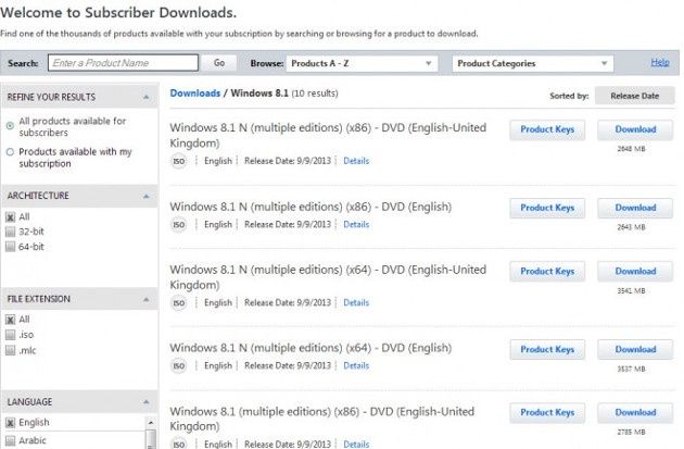 windows 8.1 rtm technet msdn