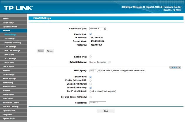 TP-Link TL-W8970N NAT
