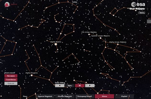 ESA Star Mapper gwiazdozbiory obecnie