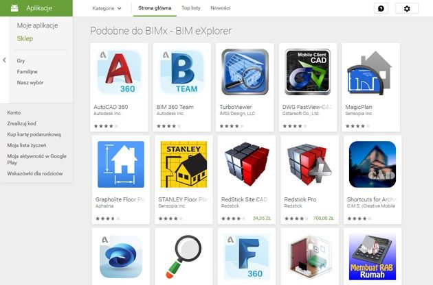 Aplikacje Android do projektowania